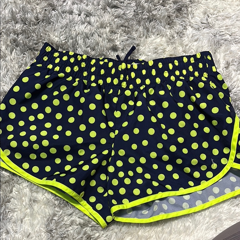 Black and Yellow Athletic Shorts with Curved Hem
